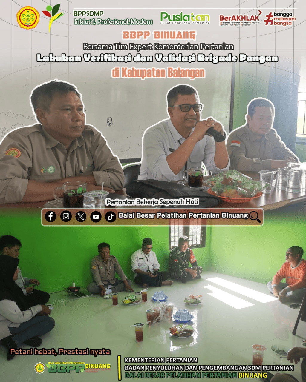 BBPP Binuang Bersama Tim Expert Kementerian Pertanian Verifikasi dan Validasi Brigade Pangan di Kabupaten Balangan