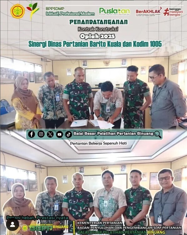 Perkuat Ketahanan Pangan Nasional dan Wujudkan Swasembada, UPT Kementan Saksikan Penandatanganan Konstruksi Oplah