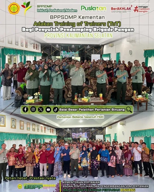 BPPSDMP Kementan Adakan ToT Bagi Penyuluh Pendamping Brigade Pangan Kalimantan Selatan