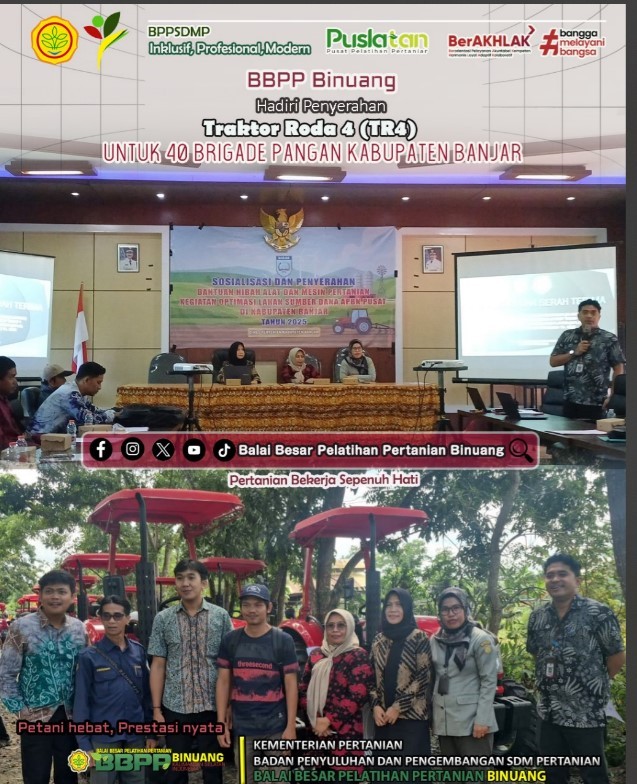 BPPSDMP Kementan Hadiri Penyerahan Bantuan TR-4 Bagi 40 Brigade Pangan Kabupaten Banjar